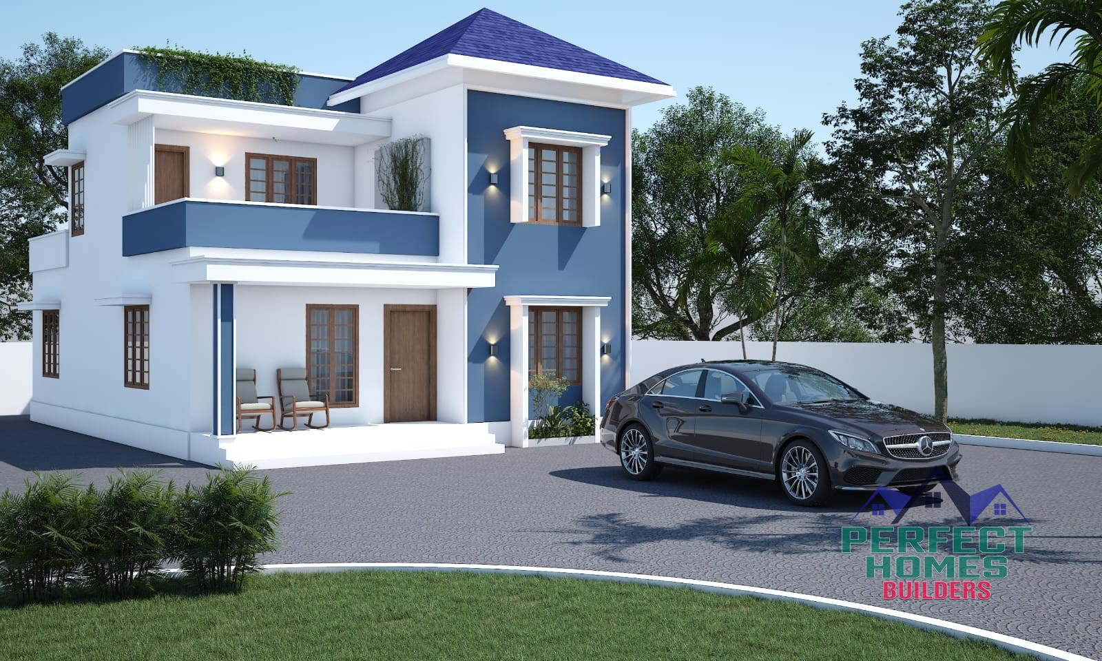 The Azure Blue Modern Manor